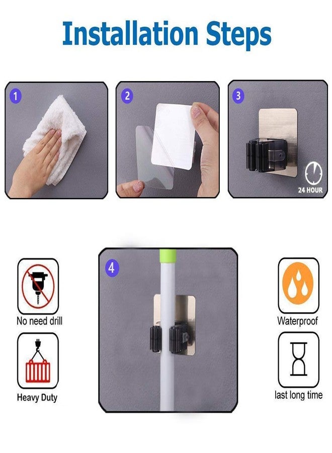 ZURATO ABS Plastic Wall Mounted Self Adhesive Storage Rack Mop and Broom Hanger/Holder for Your Home, Kitchen, Bathroom, Garage and Wardrobe, Small, Multicolour - Image 3